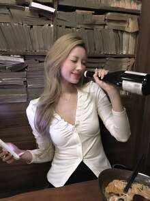 Women's Black V-Neck Knit Cardigan, Slim Fit, New Style For Winter - White - View 1