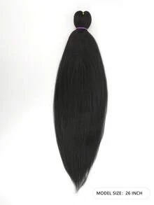 24英寸预拉伸EZ辫子，自然黑色轻盈合成发束 - 1包 Yaki直发钩编发，可加热定型 - 黑色 - 黑色 - 查看 8