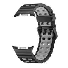Marine Silicone Sport Band Compatible With Samsung Galaxy Watch 8 Classic 46mm Men Women, Soft Silicone Sport Breathable Band For Galaxy Watch 8 Strap 44mm 40mm,1*Black/Grey - 1*黑色/灰色 - 查看 3