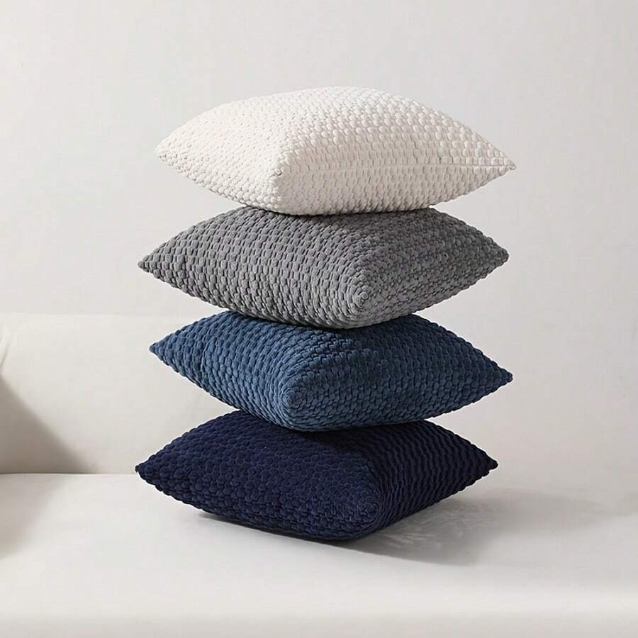 4 fundas de almohada de terciopelo suave con diseño moderno de doble cara para sofá, respaldo de silla de oficina, fundas de cojín para mesita de noche y fundas de cojín decorativas lavables a máquina para sofá y cama. - Conjunto de cuatro piezas verde oliva - Ver 1