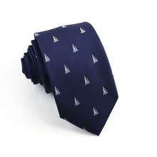 ZLQ&GOU 1条高密度涤纶提花卡通图案男士领带，雪花向日葵仙人掌图案，藏蓝色，7.5厘米，适合商务和休闲场合穿着。 - 彩色 - 查看 12