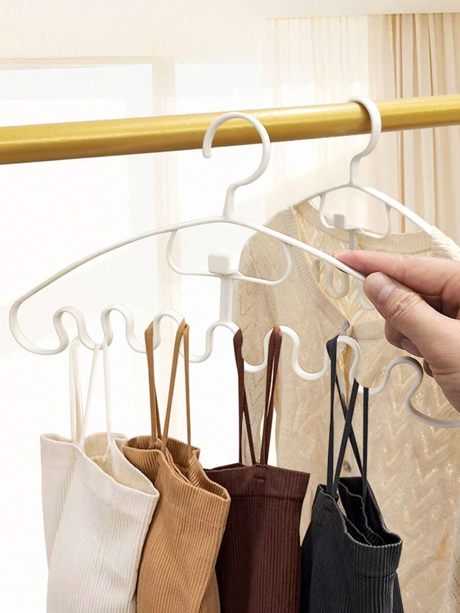 5/10个装 白色时尚节省空间多功能波浪形衣架 | 适用于内衣、胸罩、围巾、手提包 - 彩色 - 查看 1