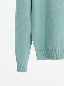 GRDR Men's Solid Color Crew Neck Casual Loose Long Sleeve Sweater, Autumn/Winter - Mint Green - View 4