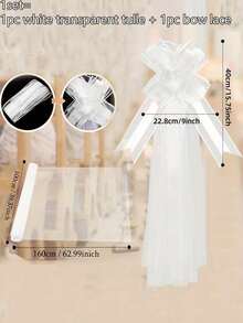 10/5/1 套白色缎面雪花欧根纱手工褶皱椅背装饰，婚礼走道装饰蝴蝶结薄纱帘，DIY 白色蝴蝶结薄纱长帘（手动组装），婚礼装饰，适用于教堂走道、新娘送礼会和周年纪念日、夏季、学校