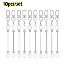 10pcs Classic Handmade DIY Keychain Set, For Women, 15mm Silver Long Chain Pendant, Portable Keychain & Jewelry Making Craft Materials, Suitable For DIY Beading - Long Shape - View 8