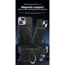 Funda para iPhone 14 Pro MAX Capa Case [Não para carregamento sem fios] - con Protector de Pantalla y Soporte de teléfono Incorporado - Negro,37517414 - Café - Ver 5