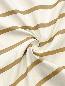 女士条纹优雅休闲荷叶边/不对称下摆沙滩度假连衣裙 夏季 - 杏色 - 查看 5