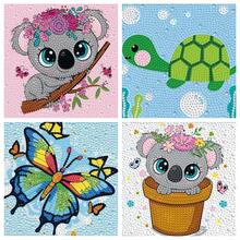 一套DIY钻石画套装，卡通闪亮钻石马赛克艺术套装，女孩节日手工用品，包含画布、钻石包、工具，尺寸5.9英寸*5.9英寸，适合家居墙面和桌面装饰，儿童节日礼物和朋友节日礼物 - 彩色 - 查看 2