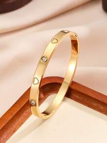 1/3pcs Set Fashionable Stainless Steel High Quality Flower Zirconia Women Bangle Jewelry Set, Suitable For Daily Wear