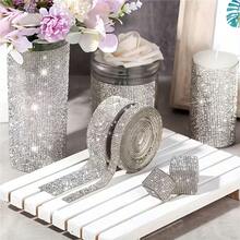 1pc Shiny Glass Crystal Rhinestone Sticker - Suitable For Home Decor, Bedroom, Mirror, Gifts, Car, Phone And Daily Use - White - View 3