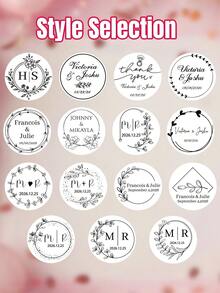 17/35/70pcs Custom Clear Plastic Stickers With Black Print ,Personalized Wedding Transparent Stickers,Stickers For Wedding,Personalized Label Transparent Sticker,Valentine's Day Gift, Couple Gift - Multicolor - View 6
