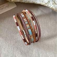 1 chiếc vòng tay thủ công nhiều lớp kiểu Bohemian với khóa từ tính, đa năng, thích hợp cho kỳ nghỉ và đeo hàng ngày. - vòng tay khóa từ tính - Xem 3