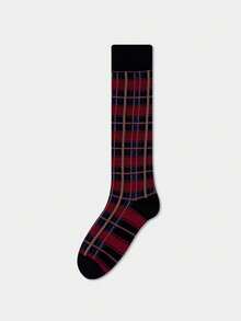 1pair Plaid Long Socks Women Stockings Women Harajuku Retro Vintage Stocking Women Stockings College Style Knee Socks - Multicolor - View 14