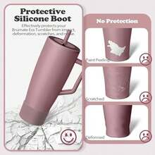 2 botas de silicona compatibles con  Era vaso de 40 onzas y 30 onzas, funda antideslizante para protección de botellas de agua, sin BPA - Rosa Gris Pardo - Ver 3