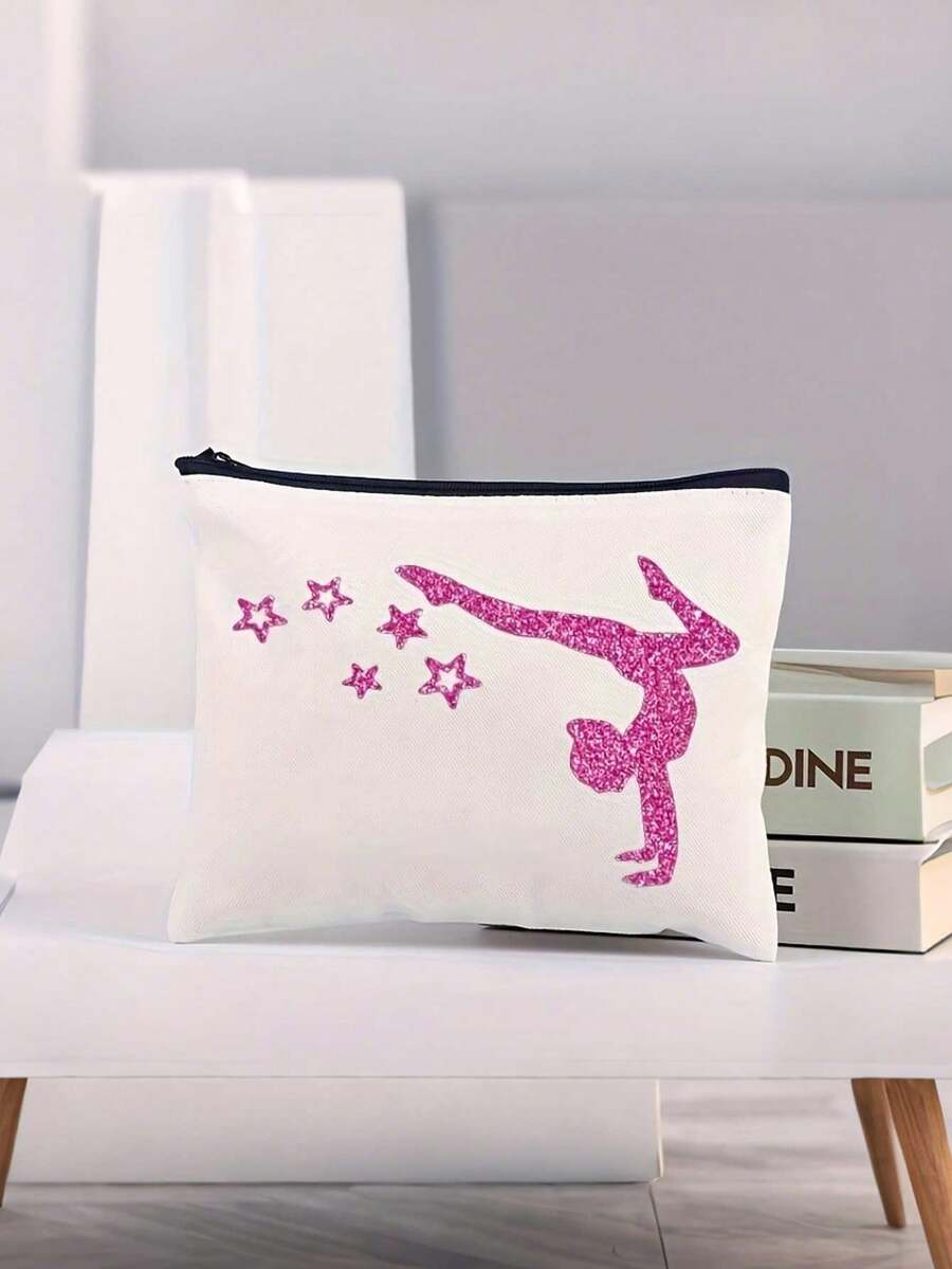 Gymnastics Themed Shiny Gymnast Design Cosmetic Bag - Zipper Closure, Ideal Gift For Gymnasts, Gymnastics Accessory | Shiny Name | Zipper Pouch, Gymnastics Bag, Birthday Gift, Valentine's Day Gift - Multicolor - View 1