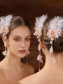 2pcs Pearl Tassel Bridal Hair Clip Hairpin Headpiece - 9577 - View 2