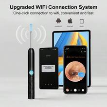 Earwax Remover, Earwax Cleaner With Camera, Earwax Cleaning Tool, Includes 8 Ear Models, Earwax Cleaning Kit, 1080P HD Otoscope With 6 Ear Spoons, Ear Canal Cleaner For Android And Black, One-Click WIFI Connection, Ear Camera, Ear Wax Cleaner - 白色 - 查看 4
