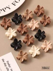 10pcs Geometric Plastic Hair Clips, Casual Minimalist Small Hair Accessories For Women, Coffee Color Fashion Claw Clips Elegant Hair Claws Casual Hair Clutch Beauty Hair Jaw Clip - Multicolor - View 6