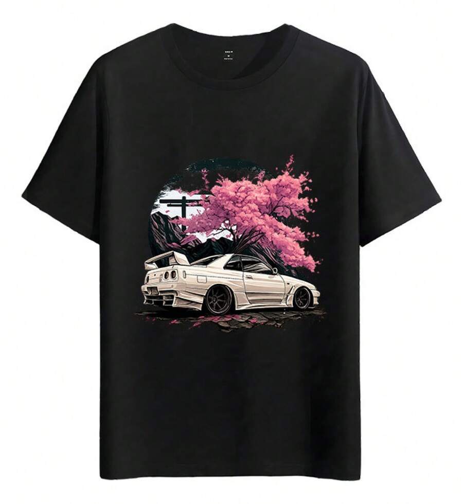 Tshirt Muscle Freaks Coche Sakura Estilo Jdm R34 Skyline - Negro - Ver 1