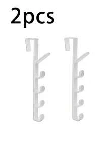 1/2pcs Solid Plastic Door Hooks, Modern Hole-Free Heavy Duty Hangers, Towel Racks, Portable Clothes Hooks, Over-The-Door Plastic Home Storage Racks, Space-Saving Plastic Wardrobe Organizers, Multi-Purpose Display Racks, Shower Door Hanging Hooks For Towels, Clothes, Hats, Home Supplies, Bedroom Accessories, Storage Items - Black - View 9