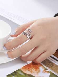 Customized Name Ring, Stainless Steel Jewelry With 1-3 Adjustable Openings, Personalized Carved Ring For Graduation - Multicolor - View 6