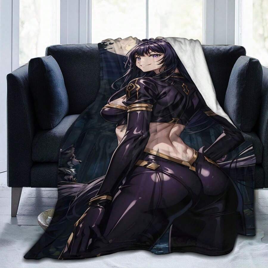[Anime Blanket] The Eminence In Shadow Anime-Themed Flannel Blanket - Soft Warm Lightweight All-Season Throw With Vibrant Character Artwork, Multiple Sizes For Sofa Bed Travel Camping Office Chair - Contemporary Digital Print Cozy Blanket, Anime Blanket, Camping Essential, Stylish Home Decor, Highquality Fabric, Anime Fans - Nhiều màu - Xem 1