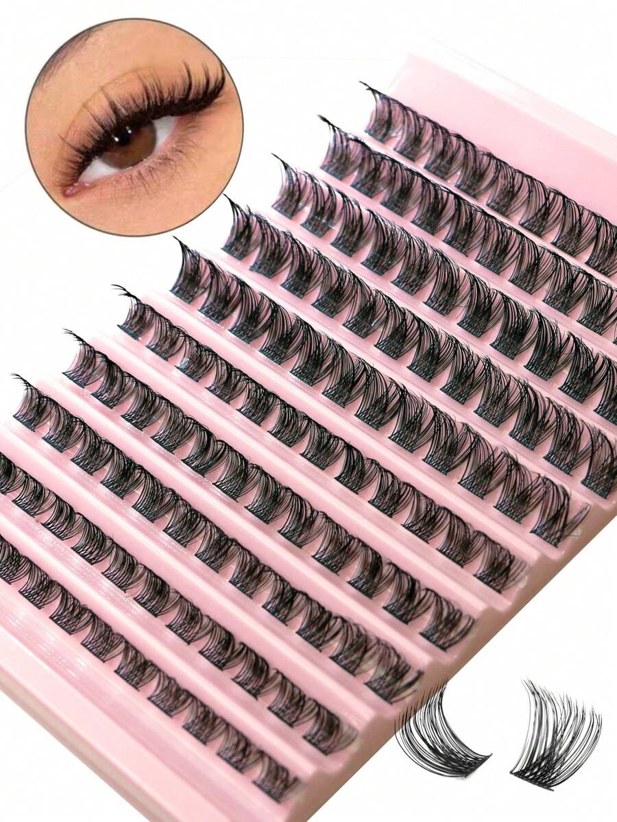 100 قطعة رموش مستعارة عنقودية، خيوط فردية سميكة وكثيفة، طبيعية بشكل D-Curl، 8-16 مم، رموش مستعارة DIY - D - مشاهدة 1