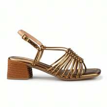 Women's Sandals With High Block Heel, Thick Straps, Comfortable, Fashion Buckle - 銅色 - 查看 2