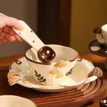 手工日式陶瓷蘑菇碗，手工绘制釉下浮雕工艺，可作汤碗、饭碗、沙拉碗、早餐碗，适合日常使用，家居、餐厅、下午茶等场合，亦可作为礼品或节日礼物。 - 彩色 - 查看 2