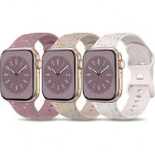 3 Piezas silicona líquida Correas compatible con Apple Watch Band 38mm 40mm 44mm 41mm 42mm 45mm 46mm 49mm, correas de repuesto suaves compatibles con  SE Series 10 9 8 7 6 5 4 3 2 1 Ultra 2 Ultra,37492385 - Oro negro - Ver 1