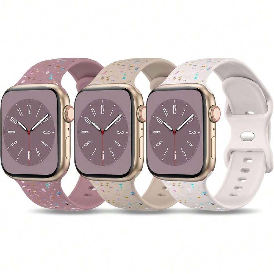 3 Piezas silicona líquida Correas compatible con Apple Watch Band 38mm 40mm 44mm 41mm 42mm 45mm 46mm 49mm, correas de repuesto suaves compatibles con  SE Series 10 9 8 7 6 5 4 3 2 1 Ultra 2 Ultra,37492385 - Oro negro - Ver 1