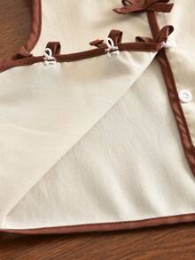 bearleader 3-7岁女童夏季套装，包括可爱蝴蝶结无袖格子衬衫上衣和休闲裤，2件套 - 米色 - 查看 5