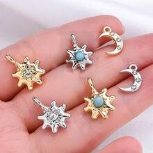 4Pcs Various Sun And Moon Series Alloy Pendants Are Suitable For Bracelet Jewelry Making Jewelry Making Beads
