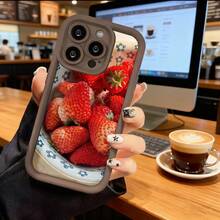 Funda de teléfono de moda, compatible con varios modelos de ,  y , funda de teléfono con patrón de fresa para , , funda de teléfono , regalo de funda de pareja para novio o novia, este es un regalo popular para amigos o socios, adecuado para ocasiones de negocios. Duradera, resistente a las manchas y a las huellas dactilares, esta nueva funda para teléfono de hombres y mujeres es un gran regalo. - Burdeos - Ver 5