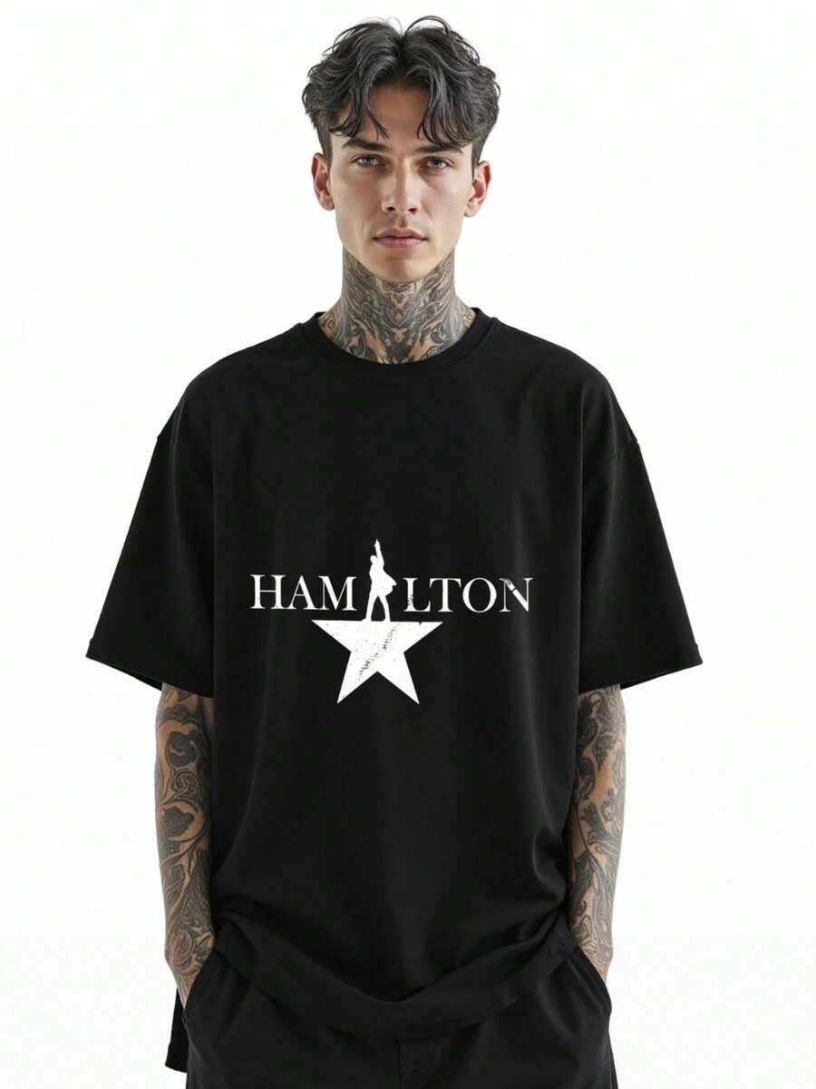 Hamilton Musical Shirt Boadway Theater Star Tee Historical Art T-Shirt A394 - Black - View 1