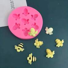 1个7腔蜜蜂形状硅胶模具，适用于DIY工艺品 - 粉色 - 查看 5