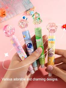 1 Set Cartoon Eraser Set, Cute Girly Erasers With Refillable Pen Holder & 2 Refill Leads, Smudge-Free, Minimal Debris, Suitable For Drawing, Learning, Classroom Gifts - Sets - View 11