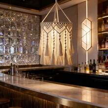 1个手工编织灯罩，波西米亚风流苏吊灯罩装饰 - 不含灯具和电源