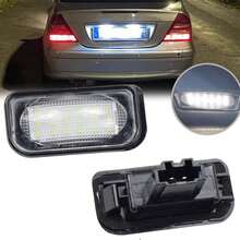 适用于奔驰的2个LED牌照灯，白色无故障，适用于奔驰W203四门轿车（2001-07款）、A209敞篷车（2003-10款）、W209 C209轿跑车（2002-09款）、SL R230敞篷车，以及克莱斯勒Crossfire轿跑车和敞篷车（2004-2008款）。