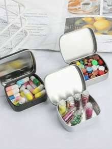 1pc Vintage Metal Tin Box, Retro Hinge Mini Box, Small Candy Box, Portable Tin Can, Outdoor Travel Supplies, Home Organization - Multicolor - View 4