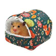 1pc Comfortable & Warm Sleeping Bag For Small Pets, Cartoon Design, Triangular Closure Shape, Ideal For Autumn/Winter. Pet Supplies - Sugar Glider, Rabbit, Parrot, Warm Squirrel Nest, Non-Prickly Hedgehog Nest, Hamster Nest, Winter Warm - Multicolor - View 1