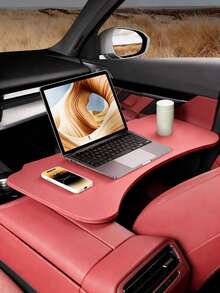 1pc Foldable Car Seat Tray, Leather Material, Fold/Extend Design - Heavy Duty Non-Slip Surface, Practical Car Interior Storage Accessory, One-Click Operation, Space-Saving Folding Table, Suitable For Sedans, SUVs, For Tablets, Laptops, Cups, Food - Car Storage Essential, Convenient For Work, Travel, Dining Out - Ergonomic Workspace, Fits All Vehicle Models, Essential Car Accessory, Ideal Car Storage Solution - Multicolor - View 3