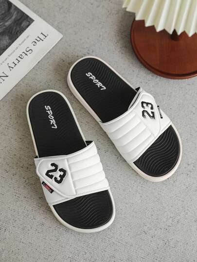 Men's Numeric Slippers, Fashionable Casual Embossed Slide Sandals, EVA Plus Size 39-47# Sports Sandals