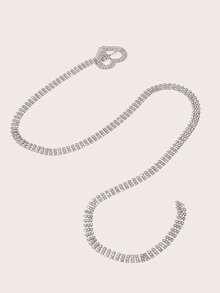 1pc Women's Rhinestone Waist Chain, Minimalist Elegant Heart Rhinestone Waist Chain, Suitable For Dresses, Sweaters, Evening Gowns, Parties, Festivals, Birthday Gifts