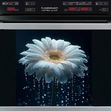 1 pieza Hermosa pegatina decorativa para horno y lavavajillas de cocina con flor blanca, mariposa y pájaro. Mariposas que bailan con gracia y flores en floración que te harán amar la cocina - Azul y blanco - Ver 4