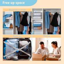 8 Jumbo Vacuum Storage Bags, Comes With A Manual Vacuum PumpVacuum Seal Bags For Clothing, Travel Vacuum Bags For Luggage With Hand Pump, Storage Bags Vacuum Sealed For Clothes, Pillows, Comforters, Blankets, Bedding - Blue - View 7
