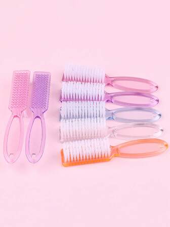 4pcs/Pack Nail Cleaning Brushes, Long Handle Brushes, Multi-Functional Brushes, Nail Art Tools Colored Powder Brush, Finger Brush, Multi-Purpose Nail Cleaning Brush, Powder Horn Brush