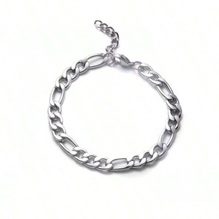 Unisex Figaro Link Bracelet 2025 New Arrival Niche High-Street Simple Stainless Steel Factory Wholesale Hypoallergenic Water-Resistant Everyday Wear Lightweight Durable Casual Jewelry For Couples Daily Layering Men Women - 銀色 - 查看 1