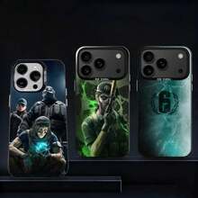 R-Rainbow S-Six S-Siege para iPhone 17 16 15 14 13 12 11 Ais/Pro/Max/Plus, funda de teléfono rígida mate negra anti-caída - z6 - Ver 1