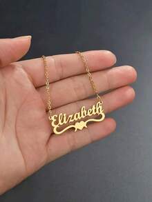 A Custom-Made Name Necklace, Personalized Stainless Steel Jewelry, Heart-Shaped Crown Pendant, Fashionable Gift, For Mother's Day Or Christmas, Back-To-School Season, Is The Ultimate Gift For Friends, Lovers.,Easy Comfort,Multi-Functional,Ornamental,Letter,Stylish,Modern,Colorful,Cute,Adorable,Casual,Custom,Personalised,Unique,Customized,Ideal Gifts For Him,Ideal Gifts For Her,Customized Teen Jewelry & Watches - Multicolor - View 2